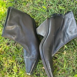 Zara Black Leather Heeled Boots